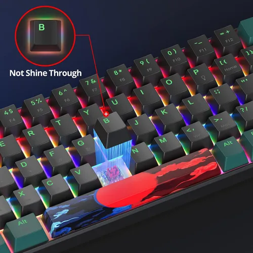 Vista 5 de Teclado mecánico 60% para juegos con interruptor rojo lineal, 65% con cable, ultra compacto, mini teclado arcoíris con teclas PBT para Ps4Ps5Xbox