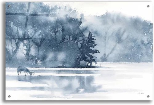 Vista 11 de Epic Art 'Winter Lake' de Katrina Pete, arte de pared de vidrio acrílico, 16 x 12 pulgadas