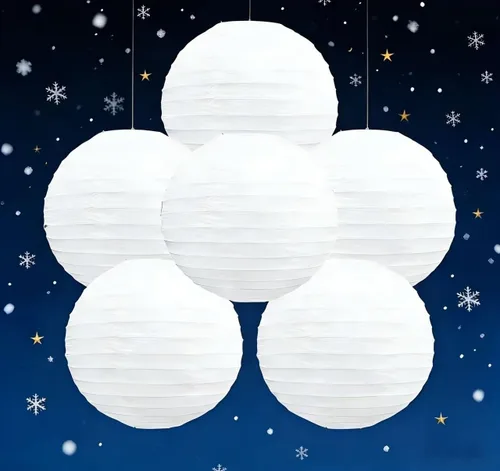 Vista 13 de 6 linternas de papel redondas decorativas colgantes para Año Nuevo, cumpleaños, boda, Navidad, graduación, decoración de fiestas en interiores