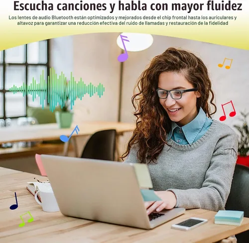Vista 3 de Lentes inteligentes con altavoz Bluetooth, lentes de sol polarizados, protección UV, control de voz, audio de oído abierto, micrófono HD