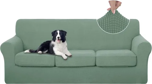 Vista 48 de U-NICE HOME Funda elástica para sofá de 3 piezas, funda de sofá lavable con cojín de asiento individual para sofá de 2 cojines, apta para mascotas