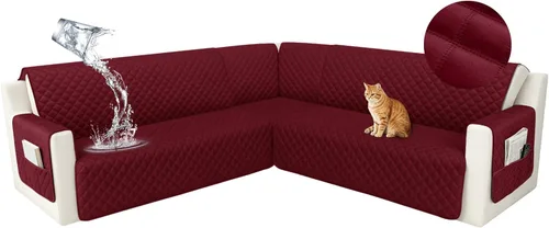 Vista 24 de HDCAXKJ Funda seccional de esquina impermeable para sofá de terciopelo en forma de L, fundas para sofá para mascotas, perros, suaves, resistentes