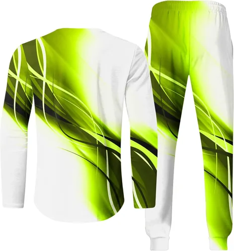 Vista 4 de Muscularfit Conjunto deportivo de 2 piezas para hombre, traje deportivo casual con cuello redondo, sin botones, pantalones deportivos para correr