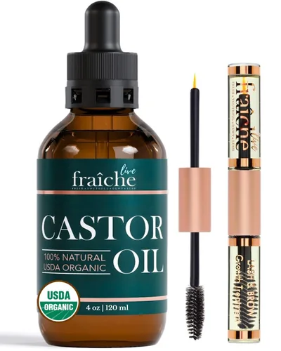 Vista 11 de Live Fraiche Suero de pestañas de aceite de ricino orgánico para el crecimiento del cabello, suero de crecimiento de pestañas de cejas 100% puro