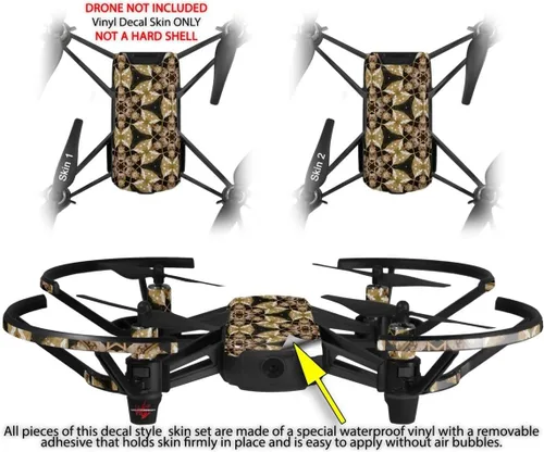 Vista 2 de Skin Decal Wrap 2 Pack Compatible with DJI Ryze Tello Leave Pattern 1 Brown Drone NOT Included