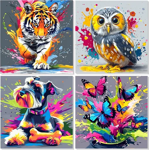 Vista 16 de EOBROMD Paquete de 4 kits de pintura enmarcada por números para niños, kits de pintura de insectos para niños de 4 a 8 a 12 años, pintura sobre