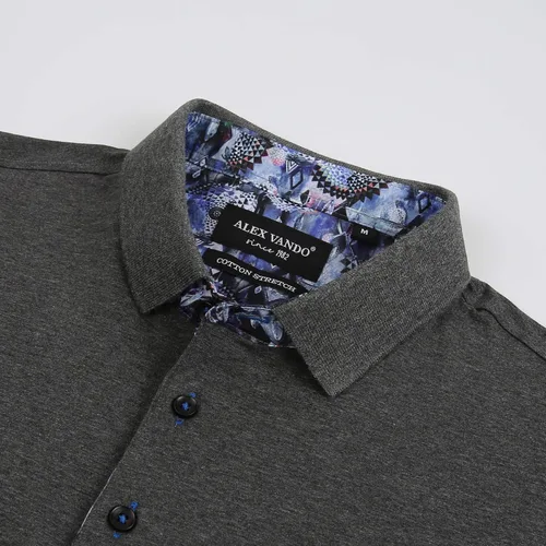 Vista 3 de Alex Vando Polo para hombre, manga corta, ajuste regular, diseño de moda