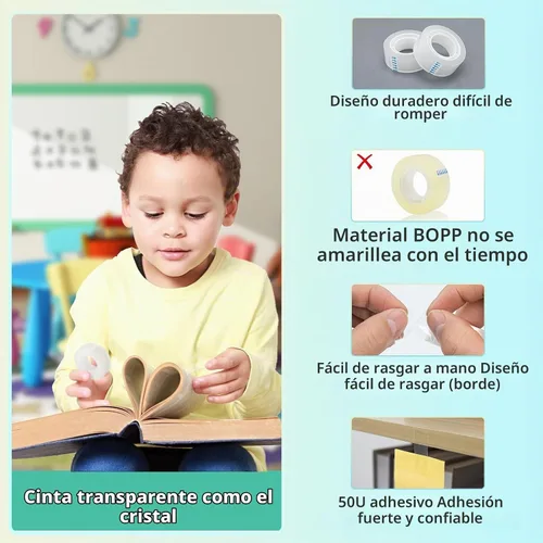 Vista 3 de OWLKELA 4 rollos de repuesto de cinta transparente, cinta transparente, cinta brillante transparente multiusos para oficina, hogar, escuela Cinta