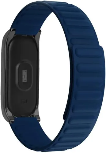 Vista 2 de Correa compatible con Xiaomi Mi Band 5, correa de silicona KangPlus con cierre magnético para mujeres y hombres, ajustable de 5.5-8.1 pulgadas Azul