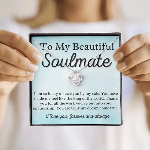Vista 5 de to My Soulmate Love Knot Necklace - My Lovely Wife, Gifts for Girlfriend, Romantic Gifts for Her from Husband to Wife, Valentine's Day, for Wife WF5