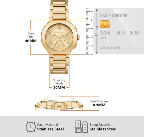 Vista 5 de Michael Kors Gramercy - Reloj de pulsera cronógrafo de acero inoxidable para mujer