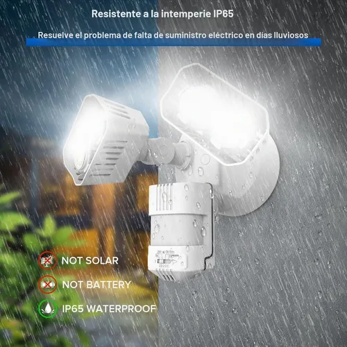 Vista 4 de SANSI Luces Exteriores con Sensor de Movimiento de 28W 3500LM, Reflectores Exteriores con Sensor de Movimiento, Luces de Seguridad Detector con 4
