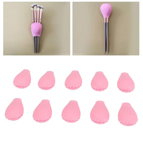 Vista 4 de Funda protectora para brochas de maquillaje, juego de soporte para brochas de maquillaje, 10 fundas para brochas de sombra de ojos, estuche