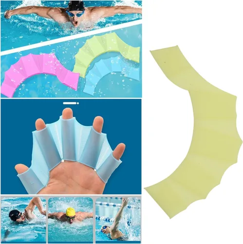 Vista 7 de 3 pares de palas de natación de mano, aletas de natación para entrenamiento de natación, paletas de mano de malla de silicona, guantes de natación