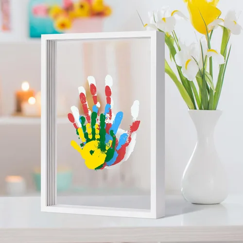 Vista 8 de Kit de Impresiones de Manos Familiares Guanshiya, Marco de Madera para Arte DIY para Noche Familiar, Regalos para Nuevos Padres, Regalos de Negro