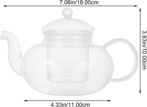 Vista 3 de Tetera de vidrio con filtro de té, tetera exquisita, tetera de mano, tetera de mano, tetera transparente, tetera perfumada, tetera perfumada