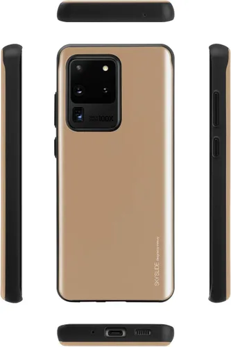 Vista 3 de GOOSPERY Sky Slide - Funda para Samsung Galaxy S20 Ultra (2020) de doble capa con tarjetero y cartera (dorado)