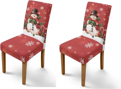 Vista 33 de Rnyleeg Fundas navideñas para sillas de comedor, fundas de asiento de comedor con estampado de campanas brillantes, juego de 1 funda suave y lavable