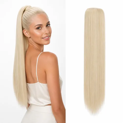 Vista 14 de CAISHA Extensión de cola de caballo de 22" con cordón voluminoso Straigtht negro-marrón PH503