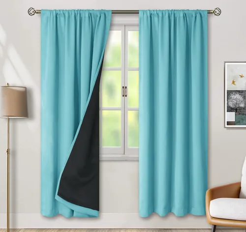 Vista 110 de BGment - Cortinas opacas para sala de estar de 63 pulgadas de largo, juego de 2 paneles, cortinas para oscurecer toda la habitación, cortinas