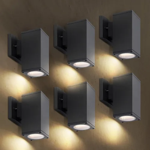 Vista 17 de ASD Lámpara de pared LED cuadrada de 1 luz para exteriores del anochecer al amanecer, 9 W, 1000 lúmenes, 3000 K-5000 K, 120 V, cilíndrica hacia