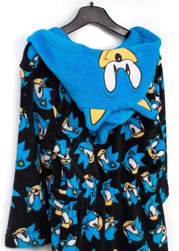 Vista 3 de Sonic The Hedgehog Bata de baño para niños Albornoz de personaje para niños y niñas Traje de pijama suave azul para jugadores