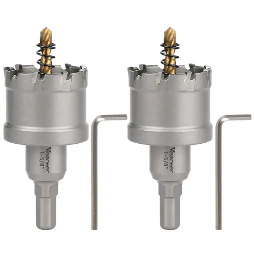 Vista 52 de Sierra perforadora de carburo de 1-1/2 pulgadas (1.496 in) para metal duro, cortador de agujeros con punta de carburo de tungsteno con broca piloto