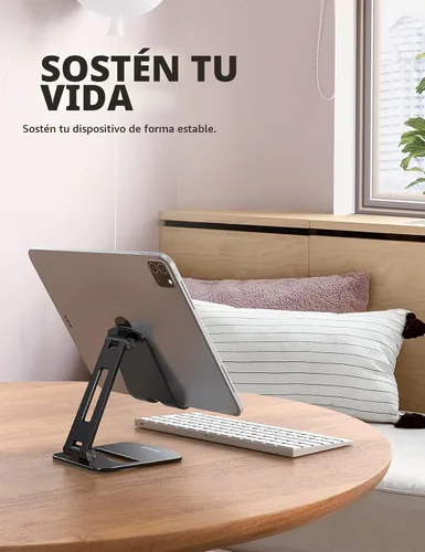 Vista 2 de Lamicall - Soporte ajustable para tableta portátil - Soporte plegable para teléfono, rotación de 360°, montaje de escritorio para tabletas