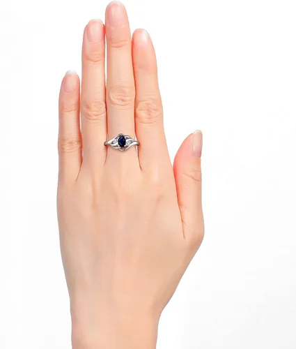 Vista 2 de Rylos Ring featuring Classic Style, 6X4MM Birthstone Gemstone, & Diamonds - Elegant Jewelry for Women in Sterling Silver, Sizes 5-10