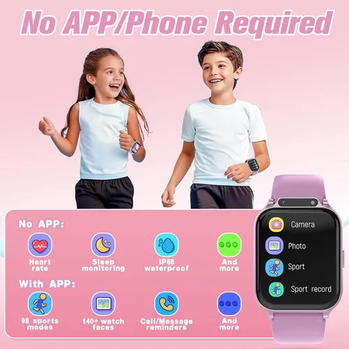 Vista 5 de Reloj inteligente para niños de 1.85 pulgadas con rastreador de fitness, monitor de sueño, más de 22/100 modos deportivos, esfera de bricolaje, IP68
