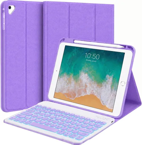 Vista 18 de Funda de teclado retroiluminada para iPad de 9.7 pulgadas 2018 (6ª generación) / iPad 2017 (5ª generación) / iPad Air 2/1, teclado inalámbrico Negro