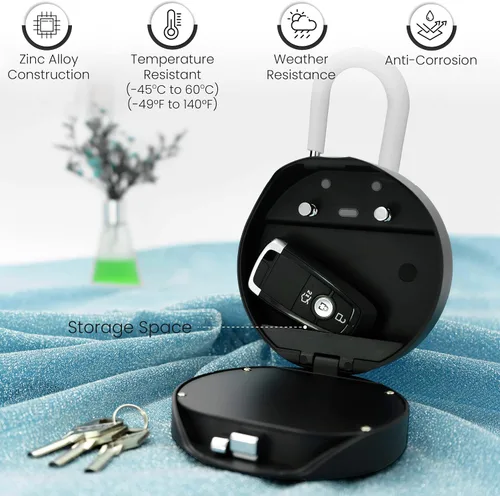 Vista 4 de NU-SET Smart Lock Box - Programa tu caja de seguridad cuando estés a kilómetros de distancia. Guarda llaves, tarjetas y llaveros. Ideal