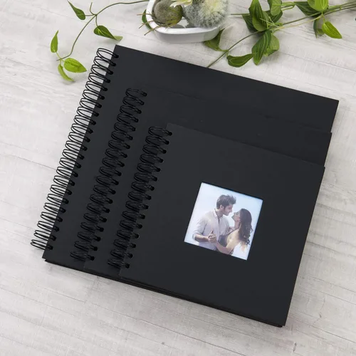 Vista 7 de Álbum de fotos pequeño DIY para manualidades de 8 x 8 pulgadas con foto de portada, 80 páginas, tapa dura, papel para manualidades, álbum de fotos