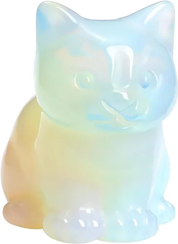 Vista 10 de Jovivi Figuras de cristal de gato de aventurina verde para decoración