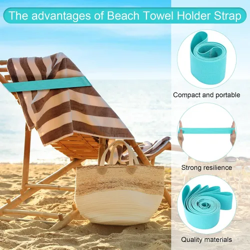 Vista 3 de Jexine 48 piezas de bandas de toalla de playa con clips resistentes al viento, bandas elásticas de playa a granel ligeras y elásticas para sillas