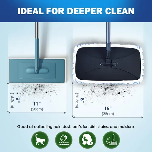 Vista 3 de Matthew - Dos combinaciones de mopa de microfibra compatibles con mopa de microfibra Hardwood Floor'N More, lavables de 15 x 8 pulgadas, 6 repuestos