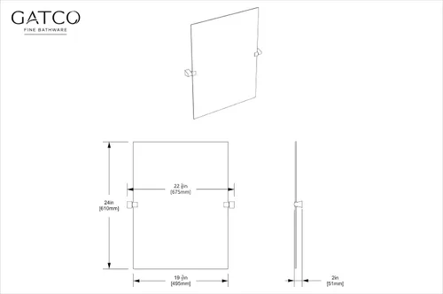 Vista 6 de Gatco 5679SM - Espejo rectangular sin marco, 24 pulgadas, latón cepillado negro mate combinado