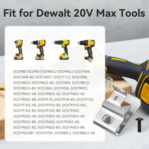 Vista 4 de Clips de cinturón para Dewalt, 4 clips de taladro de acero inoxidable 304, ganchos de herramientas con tornillos para N268241 N086039 compatibles