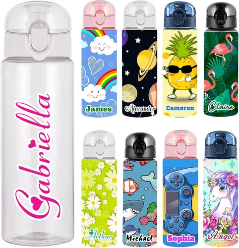 Vista 16 de Botellas de agua personalizadas con tapa, botella personalizada de 26 onzas con nombre, botellas de agua de plástico personalizadas, a prueba