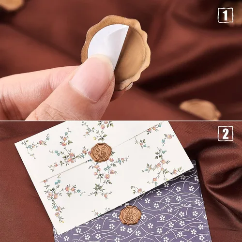 Vista 4 de CRASPIRE 50 calcomanías adhesivas para sellar cera con temática de Pascua, invitación de boda, sellos de sobre, calcomanías de cera prefabricadas