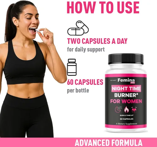Vista 4 de FeminaPro - Fórmula nocturna avanzada, FeminaPro Nighttime Máxima Fuerza para Salud y Bienestar, FeminaPro Pastillas nocturnas para mujeres