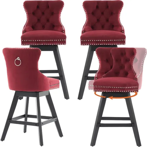 Vista 29 de Juego de 2 taburetes de bar giratorios modernos, taburetes de bar de 26.6 pulgadas de altura de mostrador beige con respaldo para isla de cocina