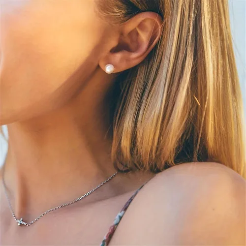 Vista 4 de Aretes de perlas de imitación blancas, delicados 12 pares de aretes de perlas para mujer, aretes clásicos y elegantes para mujer
