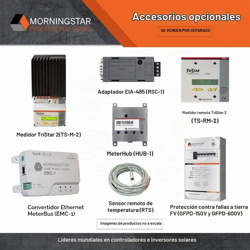 Vista 3 de Morningstar Tristar 30A MPPT Controlador de carga solar 12V/24V/48V Baterías, controlador de panel solar, controlador de batería controlador solar