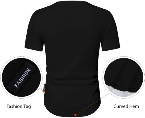 Vista 4 de JMIERR Camisas musculares ajustadas Henley con cuello redondo para hombre, camiseta larga para gimnasio, entrenamiento, atlética, con botón