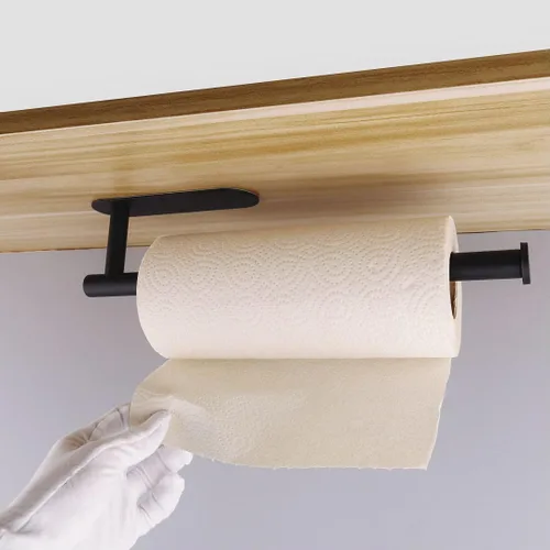 Vista 3 de Toalleros de papel para cocina, soporte adhesivo para toallas de papel debajo del gabinete, montaje en pared para toalla de cocina de 13 pulgadas