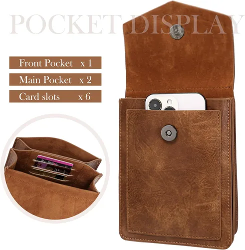 Vista 4 de INICAT Bolsos cruzados pequeños para mujer de cuero sintético para teléfono celular con ranuras para tarjetas