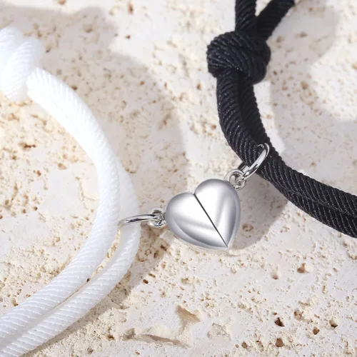 Vista 6 de COTATI 2pcs Magnetic Couples Bracelets Heart Shaped Matching Friendship Bracelets for Women Men