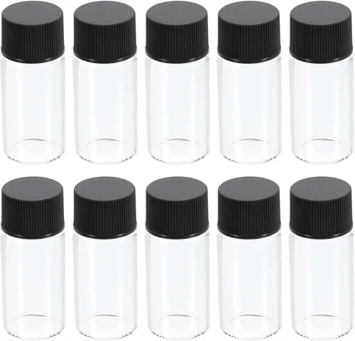 Vista 6 de PATIKIL Botella de almacenamiento multimedia de 0.5 fl oz, paquete de 50 botellas de vidrio con tapa de rosca de plástico para laboratorio en casa