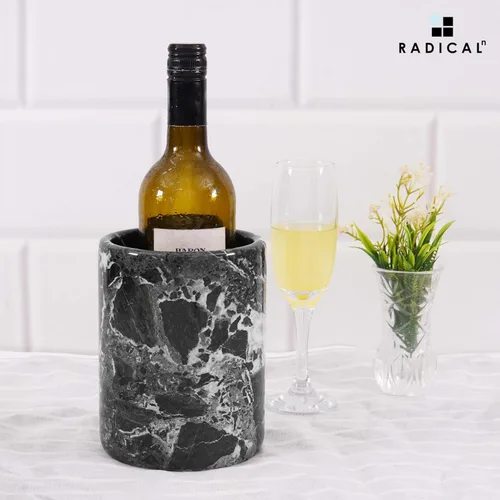 Vista 3 de Radicaln Enfriador de Vino de Mármol Negro de 6.5 Pulgadas Hecho a Mano Enfriador de Bebidas Para Accesorios de Bar, Enfriador de Vino Para Champán
